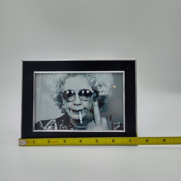 Vintage Pop Art Black White Framed Photo Smoking Woman Funny Wall Art - Picture 2 of 3